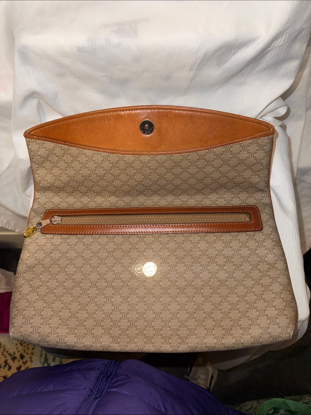 Celine Tan Monogram Envelope Clutch-Large - Picture 4 of 13